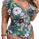 e SwimYesfashion Women's One Piecsuit Square Neck Ruched Criss Cross Wide Straps Slimming Bathing Swimwear (Blue), Size XL
