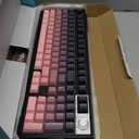 HUO JI Wireless Mechanical Gaming Keyboard with Knob, Bluetooth 5.0/2.4GHz/USB-C Wired, Hot Swappable Red Switches, Anti-Ghosting, Led Backlit, 96% Computer Keyboard for PC Gamer, Pink