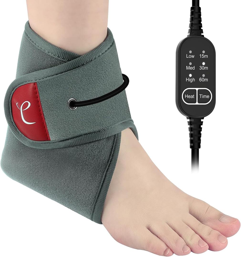 Comfytemp USB Wearable Heating Pad for Ankle and Feet With 3 Heat and Time Settings, Electric Heated Wrap for Achilles Tendonitis, Sprained Ankle, Heel Pain Relief, Plantar Fasciitis