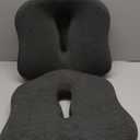 Memory Foam Seat Chair Cushion for Relieves Back Sciatica Pain Tailbone Pain Coccyx Degenerating Disc Orthopedic Osteoarthritis Prostate Cushion Low Back Pain Cushion Hip Shaping (Dark Gray) 2 Pack