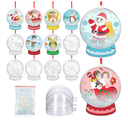 24 Pack Coloring Christmas Snow Globe Craft Kit Snow Globe Paper Cutouts Ornament DIY Color Your Own Snowman Gingerbread Penguin with Glitter Sequins Paper Home Xmas Tree Party Favor