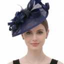 Fascinators Hats for Women, Derby Fascinator Headband, Lightweight Tea Party Hat, 2-in-1 Clip, Cocktail Wedding (Blue)