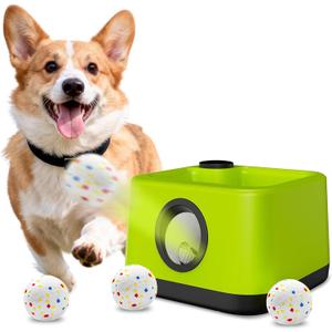 Automatic Dog Ball Launcher: Upgraded Auto/Manual Pet Ball Thrower Toy for Dog Indoor/Outdoor Play Include 4 Chew-Resistant Balls - Home,Park,Yard Dog Self Play Companion for Dog Parent