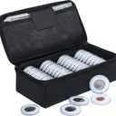 JUNDUN Fireproof Coin Storage Box, 36pcs Coin Holder Capsules with Foam Gasket & 100 Paper Currency Organizer Sleeves, 5 Sizes (40/35/30/25/20mm) Collecting Case for Collection Supplies