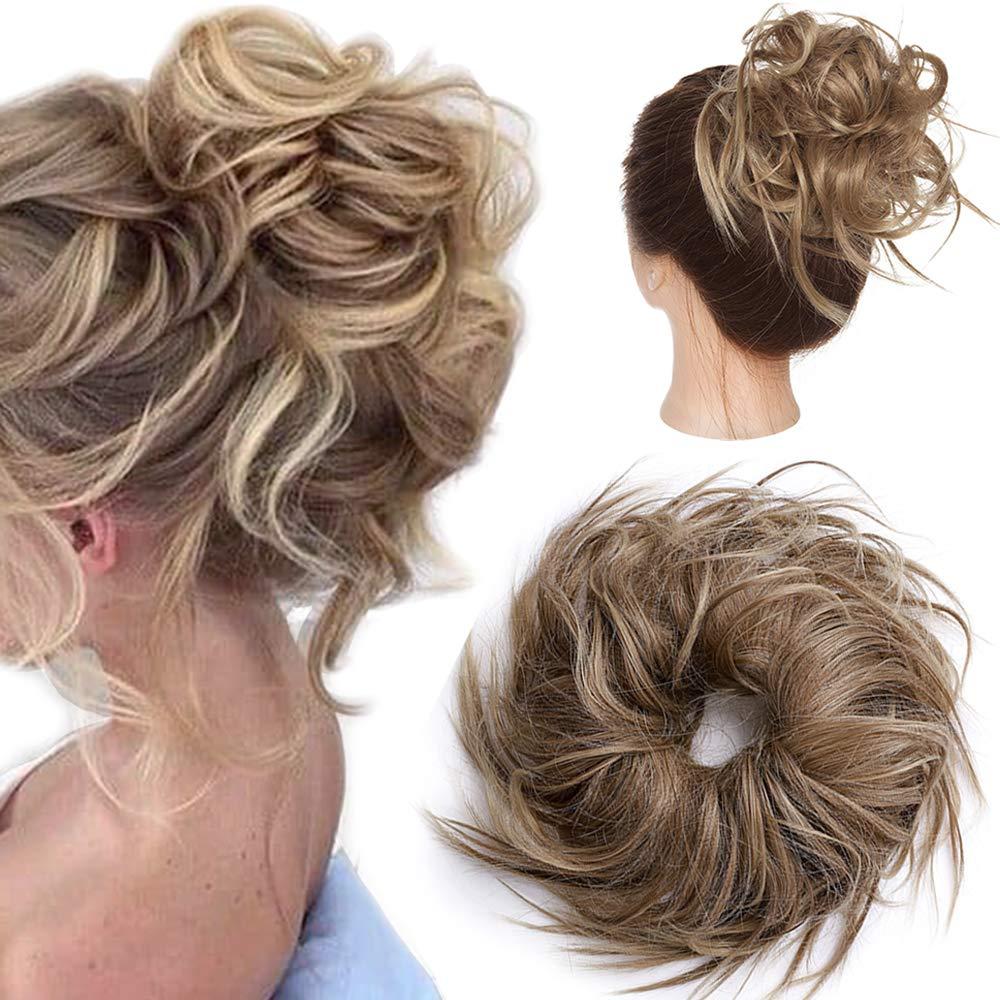 Hairro Messy Bun Hair Piece For Women Wavy Hair Scrunchies Hair Bun Hairpiece Fluffy Tousled Updo Scrunchie Chignon Wrap On Scrunchy Bun Extensions Donut Instant Ponytail for Women 45g #12H24