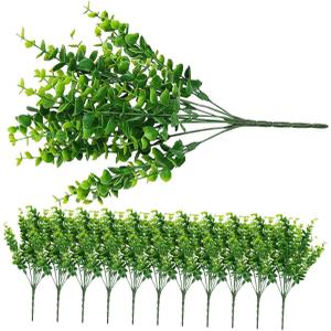 LIFKOME 12pcs Artificial Greenery Stems Fake Outdoor Plants Fake Plant Green Artificial Decor