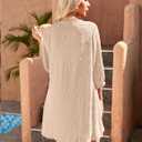 Yekaty Cardigan for Women 3/4 Sleeve Lightweight Summer Kimono Cardigan Loose Beach Cover Up 2026 (Beige, XXXL)