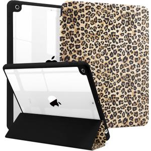 MrARTIST for iPad 9th/8th/7th Generation Case - Tablet Case Cute for Women Girls Girly Kawaii Aesthetic Preppy Kawaii Chic Cool Design for Apple Tablet Cover with Pencil Holder, Leopard Print