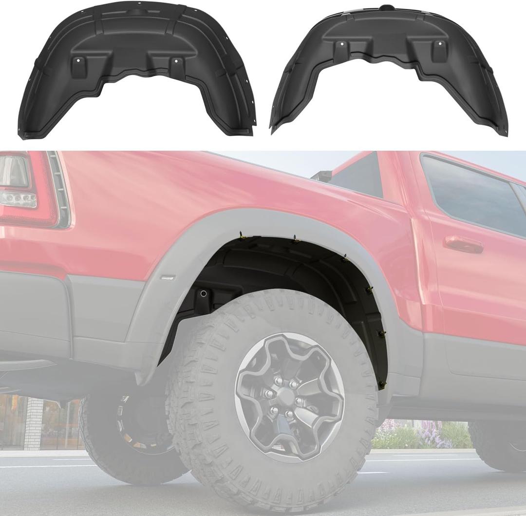 Rear Wheel Well Guard Compatible with 2019-2026 Dodge RAM 1500 New Body Style Rear Inner Fender Liner Wheel Well Liners Replacement for 2019-2026 Dodge RAM Accessories
