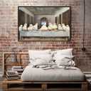 XWNLTEPK Halloween Canvas Art Poster Spectral Last Supper Wall Art Ghostly Figures Banquet Table Dining Hall Archway Panoramic Mountain View Wall Painting for Living Room Bedroom Festive Decor (8x12in Black Framed, A09)