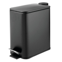 mDesign 1.3 Gallon Rectangular Slim Metal Trash Can w/ Foot Pedal, Easy-Close Lid, Narrow Wastebasket, Garbage Container Bin - Bathroom, Bedroom, Kitchen, Home Office, Removable Liner- Soft Brass