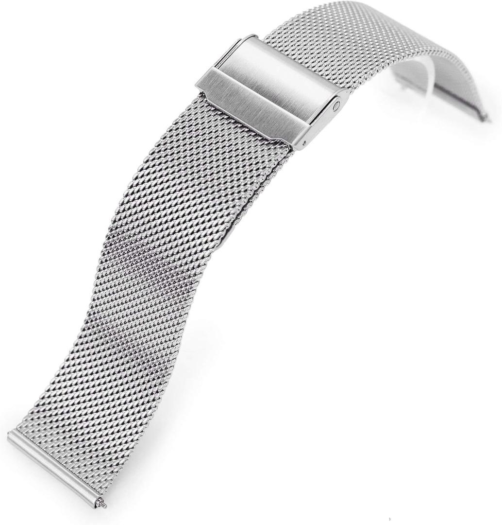 MiLTAT 20mm Quick Release Classic Superfine Mesh Milanese Watch Band Brushed