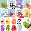 24 Pack Valentine's Day Cards with Animal Popping Eyes Keychains for Kids School Classroom, Valentine's Gifts for School Exchange, Squeeze Animals with Popping Eyes Keychains Bulk for Party Favors