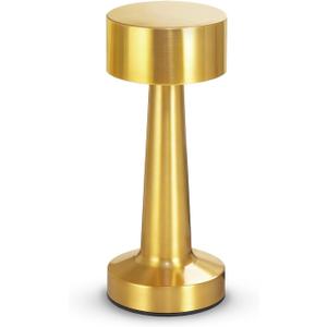 Portable LED Table Lamp, 3-Levels Brightness Metal Desk Lamp,3 Color Touch Control Rechargeable Lamp, Ideal Bedside Lamp for Nightstand,Bedroom, Living Room (Gold)