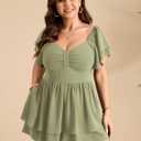 SCOMCHIC Women Plus Size Romper Dress Summer Short Jumpsuit Short Sleeve Sweetheart Neckline High Waist Cute Boho Romper, 4XL