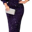 dasmzper Women Sexy Sequin Off The Shoulder Puff 3/4 Sleeve Bodycon Dress Formal Party Cocktail Evening Midi Dress, XXLarge