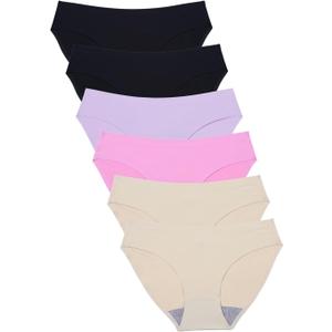 Wealurre Seamless Underwear Invisible Bikini No Show Nylon Spandex Women Panties (Medium, B2/Pu/Pi/A2)