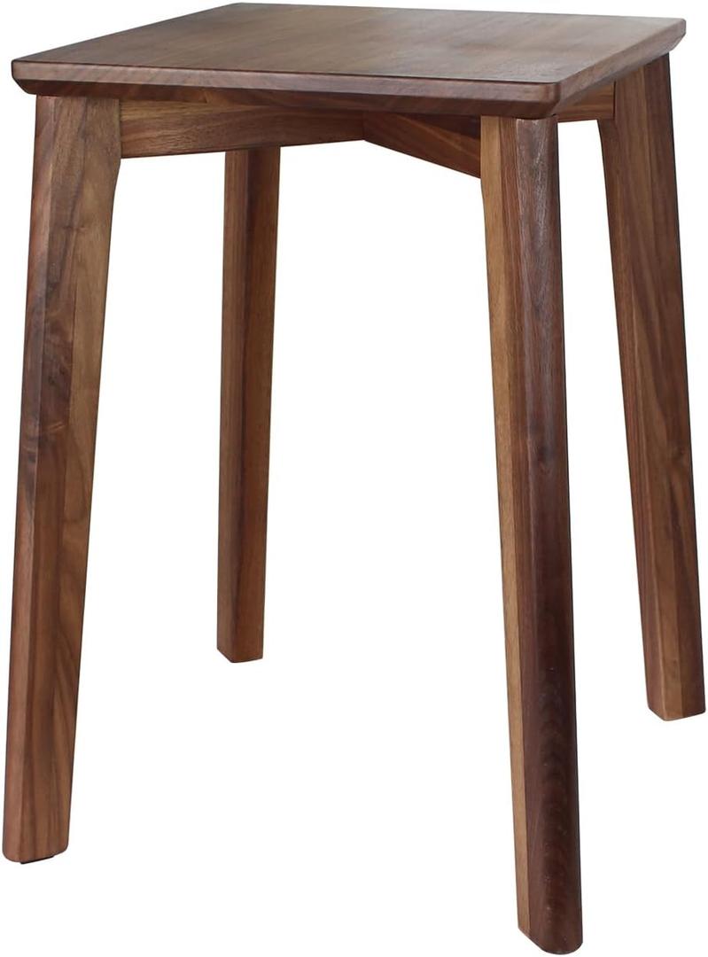 18-Inch Walnut Wood Stool, Stackable Backless Wooden Seating Solution with Square Top Anti-Slip Felt Pad for Kitchen, Rooms, Office, Studio, Garden (1)