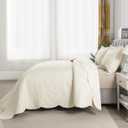 HoneiLife Quilt Sets King Size - Microfiber Bedspreads for King Bed, 3-Piece Lightweight Coverlets, Retro Bedlinen Sets, King Quilt Bedding Set All Season Use-Beige, King-106"x96"