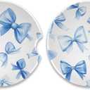 2 Pack Blue Bow Car Coasters for Drinks Absorbent, 2.5 inch Ceramic Car Cup Holder Coaster for Your Car with Fingertip Grip