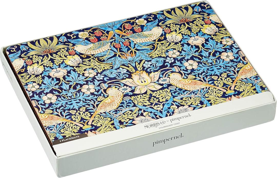 Pimpernel Portmeirion Home & Gifts Strawberry Thief Blue Placemats, Set of 6,Multi Coloured,30.5 x 23 cm