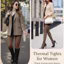 Justay Fleece Lined Tights Women Warm Thermal Fake Translucent Pantyhose Thick Sheer Leggings for Winter Gifts (Brown), L
