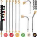 Pressure Washer Extension Wand, 8 FT Power Washer Lance with 3 Gutter Cleaner Attachment, 6 Spray Nozzle Tips, 1/4’’ Quick Connect, 4000 PSI Gutter Cleaning Tools Power Washer Extension Wand