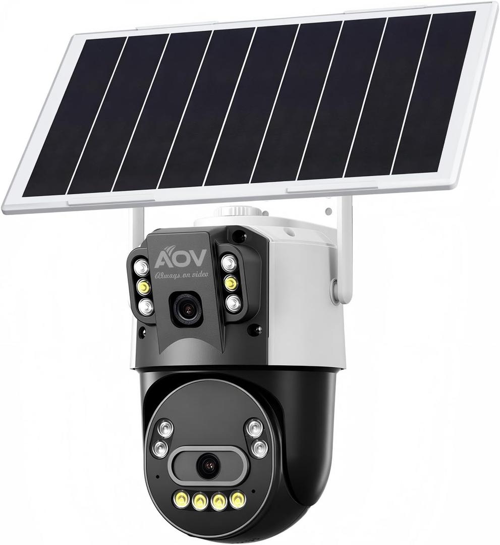 JideTech 6MP Dual Lens Solar Security WiFi Camera Outdoor, AOV Always-On Recording, PTZ 320 Pan 90 Tilt, 8W Solar Panel & 16000mAh Battery, Full Color Night Vision,Humanoid Automatic Tracking