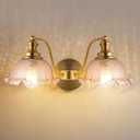 Vintage Bathroom Vanity Light, 2-Light Matte Brass Finish Vanity Light with Floral Amber Glass Shades, Bathroom Light fixtures Suitable for Vanity Light Fixture