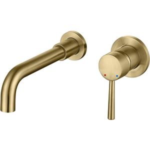 Wall Mount Bathroom Faucet Brushed Gold Bathroom Faucet Bathroom Sink Faucet with Single Handle and Rough in Valve Included