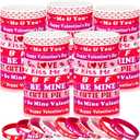 Hiboom 100 Pcs Valentine's Day Bracelets Bulk Gifts for Kids Valentine's Day Party Favors Silicone Wristband Pink Red Love Heart Accessories Goodie Bag Stuffers Treats Classroom Exchange Prizes Decor
