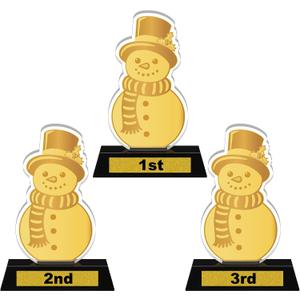 3 Pcs Christmas Contest Trophy Set Acrylic 1st 2nd 3rd 5.3'' Funny Santa Snowman Trophy Party Award for Xmas, Black Acrylic Base