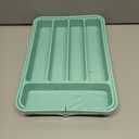 Aujen Silverware Organizer - Expandable Kitchen Drawer Organizer, Adjustable Utensil Organizer, Cutlery Tray for Forks, Knives, Multipurpose Kitchen Organizers and Storage Solution, Green, Medium