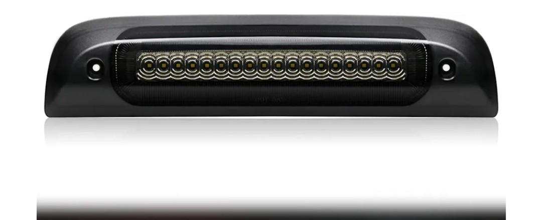 Third 3rd Brake Light Replacement for 2014-2019 Silverado Sierra 1500 2500HD 3500HD High Mount F1 Style Strobe Brake Light Smoked Lens