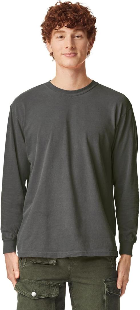 Comfort Colors Men's Adult Long Sleeve Tee, Style 6014 (Large, Pepper)