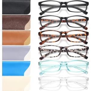 Gaoye Reading Glasses Men/Women, Eyeglasses, Blue Light Readers for Men/Women, Eye Glasses (Black, Leopard, Blue & Clear Mix)