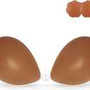 Niidor Strapless Sticky Invisible for Women with Nipple Covers Coffee Brown