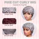 Grey Short Curly Pixie Cut Wigs Remy Human Hair for Black Women, Silver Grey Deep Wave 100% Human Hair Pixie Wig Wear and Go Glueless Layered Curly Wavy Pixie Cut Edgy Old Lady Cosplay Wig With Bangs