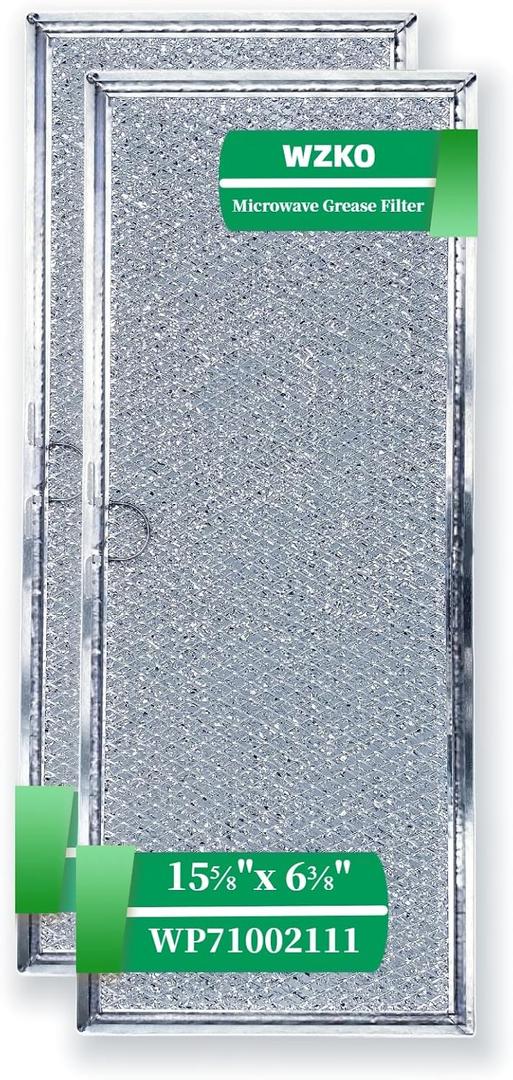71002111 Range Hood Grease Filter for WP71002111 Y715290 580029 Microwave Oven Aluminum Mesh Grease Filter 15 5/8" x 6 3/8" Pack 2