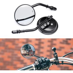 Motorcycle Mirrors Black - Round Side View Mirror for Harley, Dual Sport Mirrors Compatible with Harley Davidson sportster, road king, Street Glide, Heritage, Roadster, Dyna, Low Rider (M8 Screw)