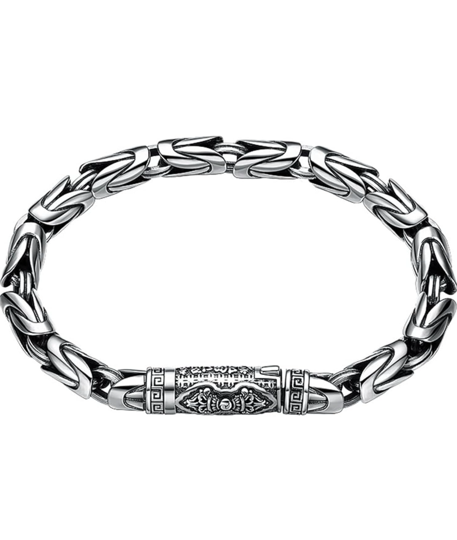S925 Sterling Silver Buddhist Vajra And Pestle Bracelet, Men's Vintage Vajra And Pestle Personalized Bracelet 20 cm