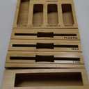 Calmbee 9 IN 1 Storage Bag Organizer for Kitchen Drawer, Bamboo Foil and Plastic Wrap Storage, Organizers Compatible Gallon, Quart, Sandwich Snack Size