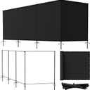 Bynbbur 5'x24' Outdoor Privacy Screen Freestanding with Iron Poles and Stakes, Temporary Dog Fencing, Backyard Divider, Metal Garden Fence for Pool Patio Barrier Border, Black