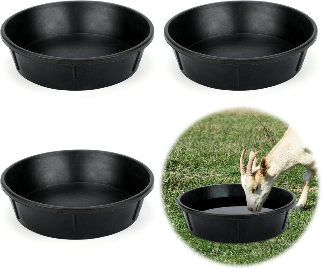 3Pcs Rubber Feed Pan,12 Quart / 3 Gallon Large Horse Feed Bucket Chicken Dust Bath Tub Rubbers Tub Livestock Pan Dog Bowl Rubber Horse Feeder for Pig Goat Chicken Farm Animal Feeding