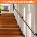 OUSHENG Stair Railing Indoor Hand Rails for Outdoor Steps, Industrial Pipe Handrail Metal Iron Handle Support for Wall Mount Staircase Porch, Vintage Farmhouse Style, 8ft