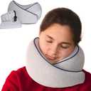 Memory Foam Travel Pillow | Provides Real Support for Head, Neck and Chin | Best Firm Airplane Pillow for Long Flights (Gray)