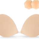 Niidor Adhesive Bra Strapless Ultra Sticky Invisible Push up Silicone Bra Multiple Colors Sizes Reusable for Backless Dress (Nude)