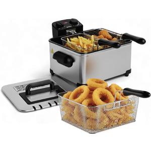 Alpha Living Electric Deep Fryer 4.5L Deep Fryer with Basket with 2-Quart and 4-Quart Baskets High-Grade Stainless Steel Temperature Control and Timer Ideal for Fried Chicken, Fries