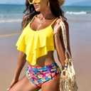 Edelqual Bikini Sets for Women High Waisted Tummy Control Bathing Suit, Small