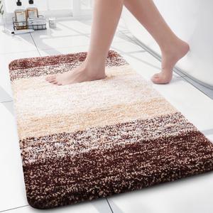 Arotive Microfiber Bathroom Rugs, Shaggy Soft and Absorbent Bath Rug, Non-Slip, Thick Plush Machine Washable Dry Bath Mats for Bathroom, Tub and Shower, 24x16, Brown, Rectangular